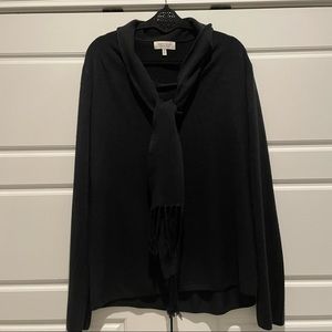 Sherry Taylor Black Sweater Collar Tie Embellishment with Fringe